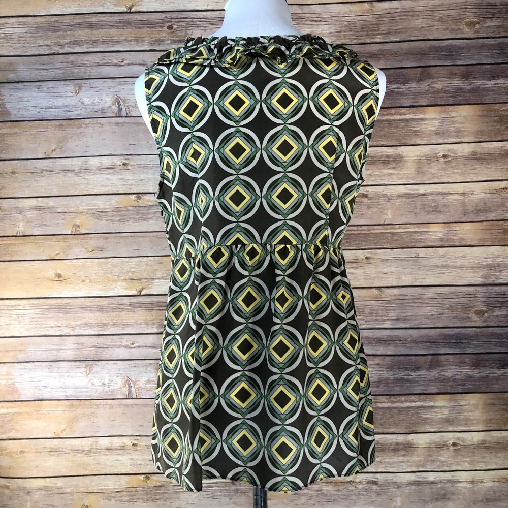 Fossil Olive Green Yellow Medallion Silk Tank Top - Picture 2 of 8
